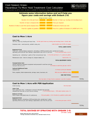Cool-Season Grass Mowing Cost Calculator