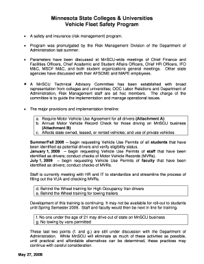 Minnesota State Colleges & Universities Vehicle Use Agreement