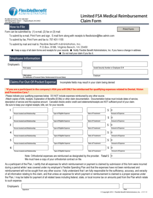 Limited FSA Medical Reimbursement Form