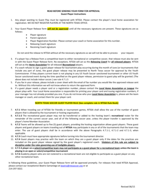 North Texas Soccer Guest Player Release Form