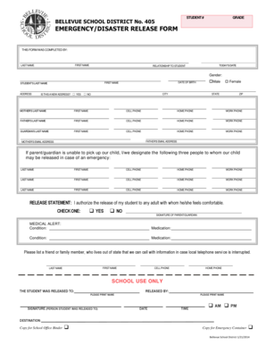 Emergency Disaster Release Form