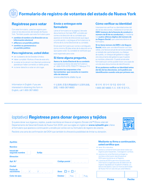 Formulario de registro de votantes del estado de Nueva York