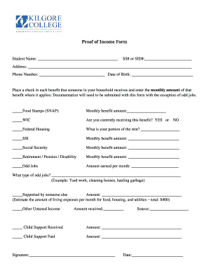 Proof of Income Form