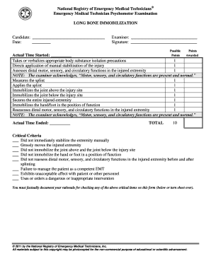 Emergency Medical Technician Psychomotor Examination