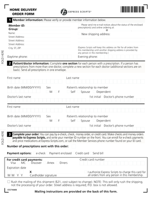 Express Scripts Home Delivery Order Form