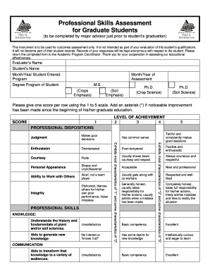 Professional Skills Assessment for Graduate Students
