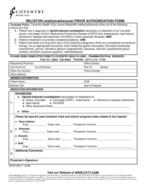 Relistor Prior Authorization Form