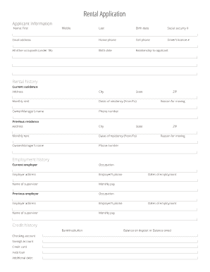 Rental Application Form