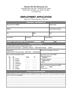 Fillable Online cafeinc DOWNLOAD JOB APPLICATION (PDF Format) - Choices ...