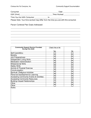 Community Support Documentation Form