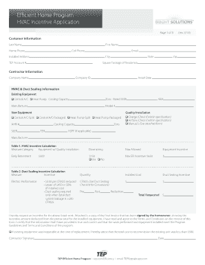 HVAC Incentive Application