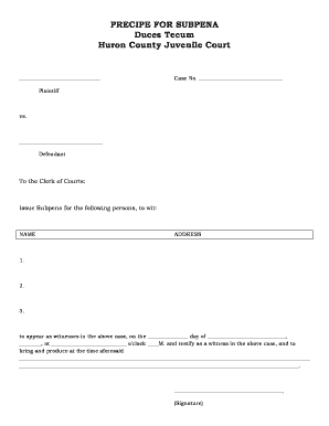 Subpoena Duces Tecum for Juvenile Court