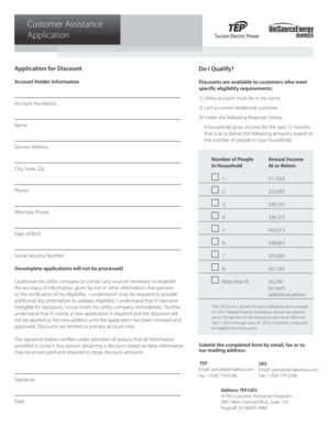 Utility Discount Application Form