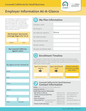 Covered California Small Business Employer Information Worksheet