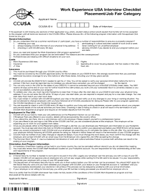 Work Experience USA Interview Checklist Placement/Job ... - ccusa