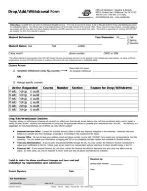 OSU-OKC Drop/Add/Withdrawal Form