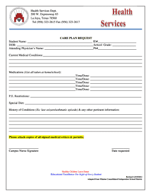 Care Plan Request Form