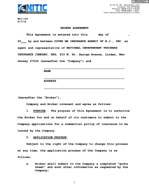 Broker Agreement for Commercial Insurance