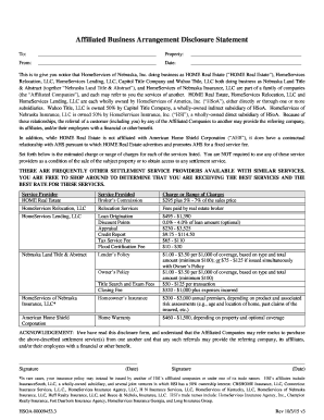 Affiliated Business Arrangement Disclosure Statement