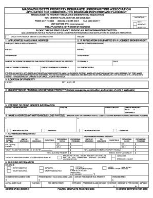 Massachusetts Commercial Fire Insurance Application