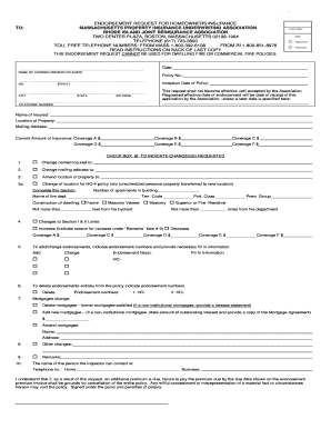 Endorsement Request for Homeowners Insurance