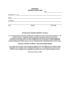 Permanent Address Change Form
