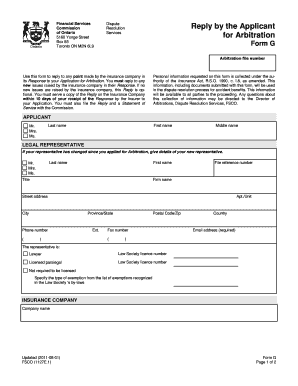 Ontario Arbitration Reply Form