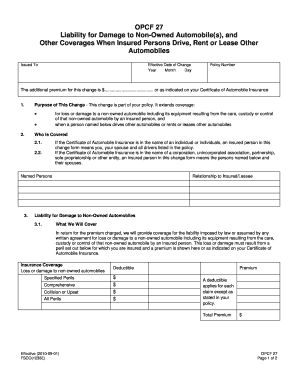 OPCF 27 Non-Owned Automobile Liability Form