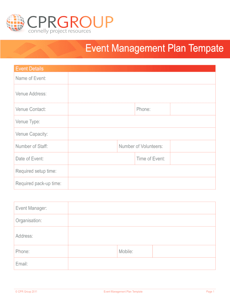 event management plan template Preview on Page 1