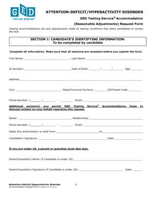 ADHD Accommodation Request Form