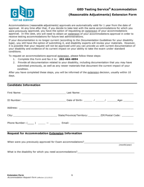 GED Testing Service Accommodation Extension Form