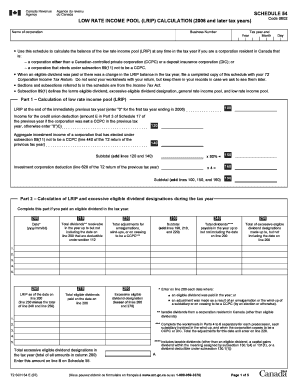 Canada Low Rate Income Pool Calculation Form