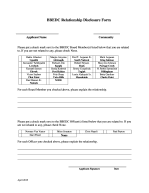 BBEDC Relationship Disclosure Form