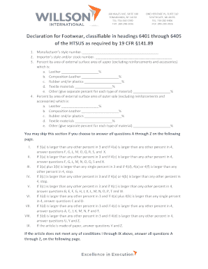Declaration for Footwear Classification