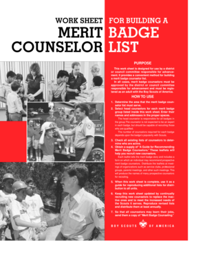 Boy Scouts Merit Badge Counselor List Template