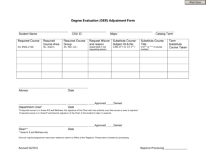 Degree Evaluation Adjustment Form