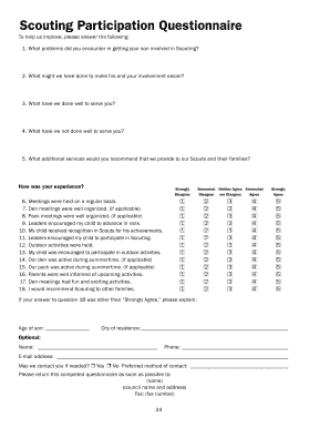 Scouting Participation Questionnaire