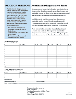 Price of Freedom Conference Registration Form