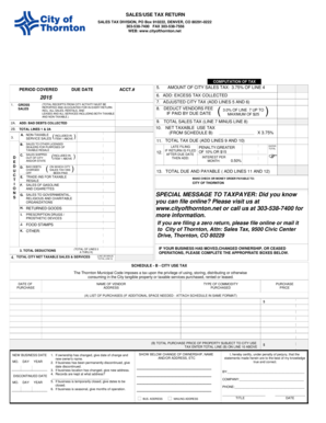 City of Thornton Sales/Use Tax Return