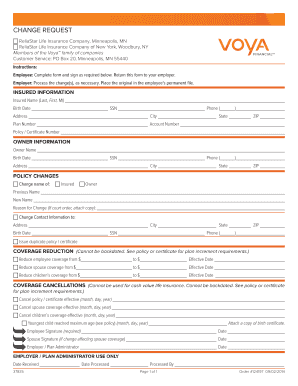 Voya Life Insurance Policy Change Form