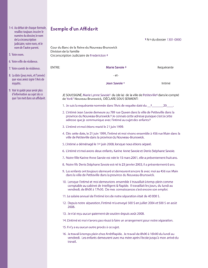 Affidavit pour la garde des enfants