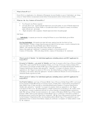 Pan card application form filling sample - FAQs Form 49AA - UTIITSL India