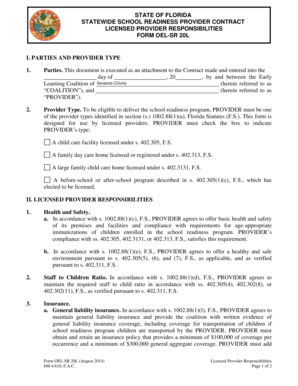 Florida School Readiness Provider Contract