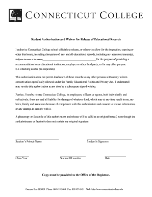 Student Authorization and Waiver for Release of Educational Records