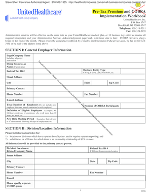 UnitedHealthcare Pre-Tax Premium and COBRA Implementation Workbook