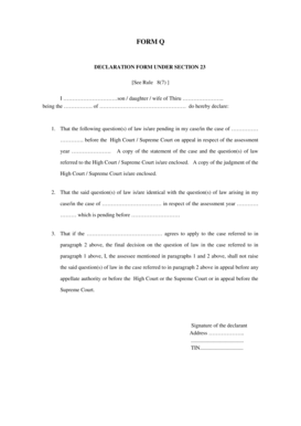 Declaration Form Under Section 23