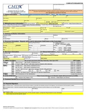 CMDX Medical Test Requisition Form