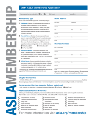 2014 ASLA Membership Application