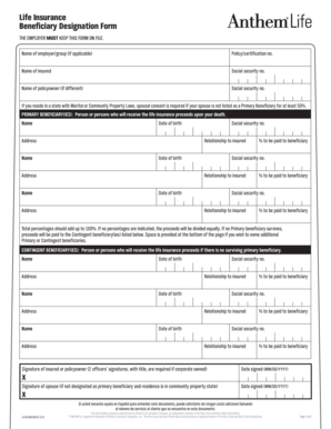 Life Insurance Beneficiary Designation Form