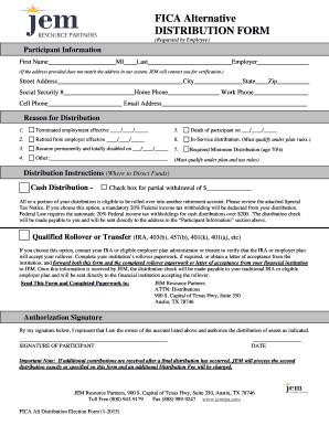FICA Alternative Distribution Form
